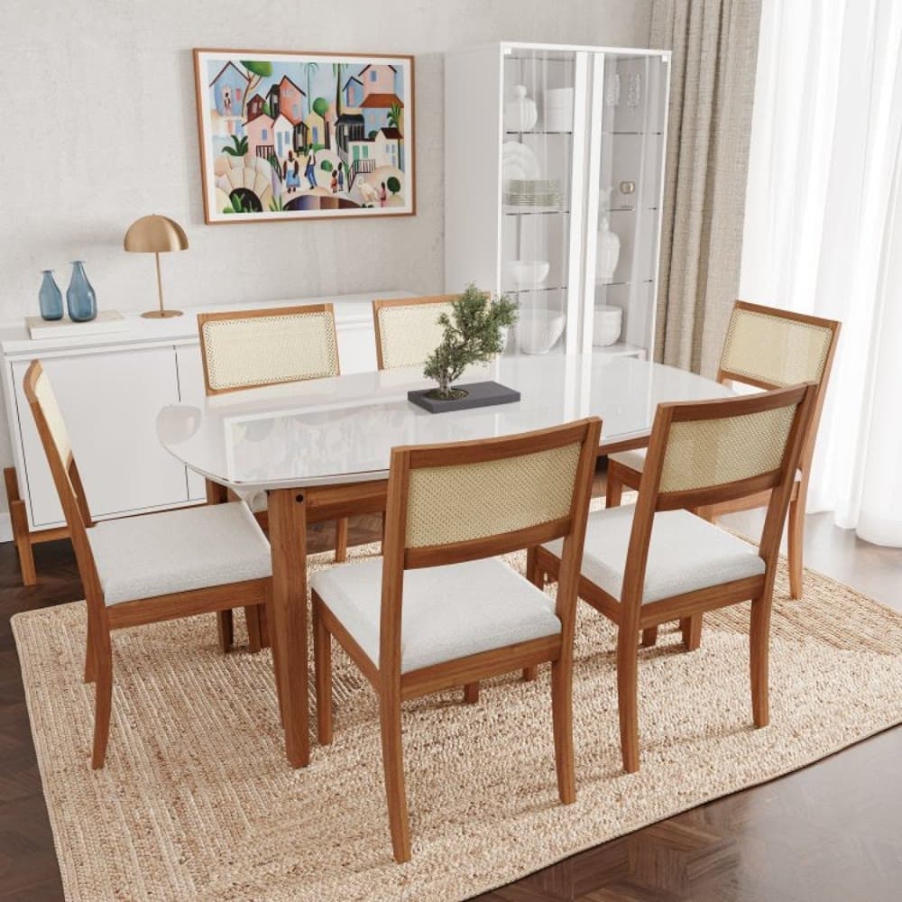 Mesa de Jantar 1,60m + 6 Cadeiras Tie